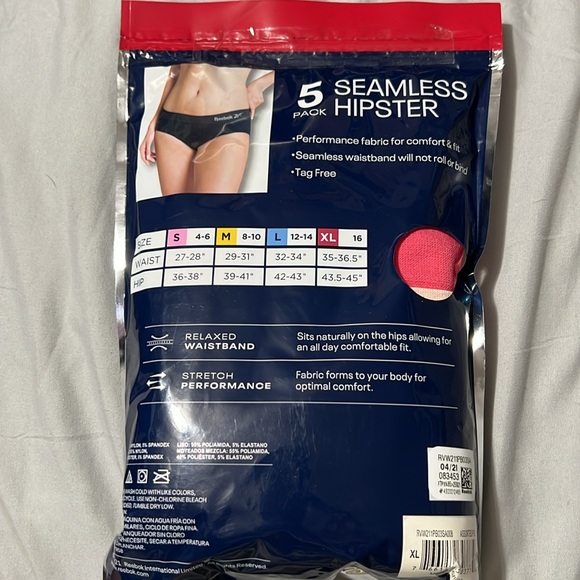 Reebok Women’s Seamless Hipster Underwear - Black, Gray, Pink, Tan, Cream - Picture 4 of 5
